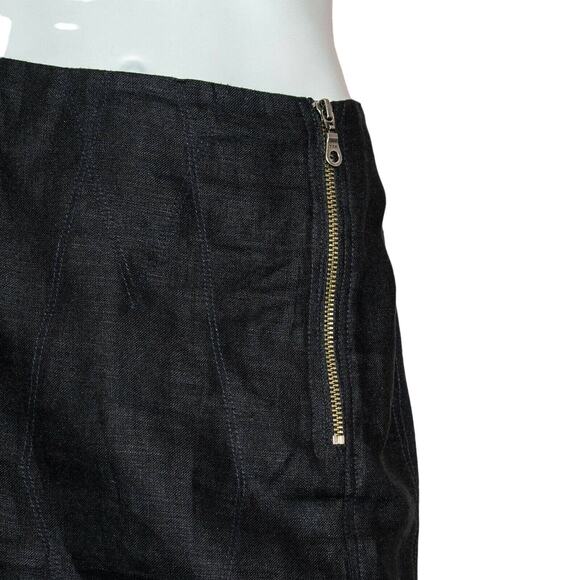 OPENING CEREMONY Women's Black Linen Mini Skirt Zipper front Sz Large - Picture 11 of 11
